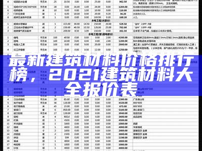 最新建筑材料价格排行榜，2021建筑材料大全报价表