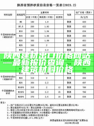 陕西建材出口价格网站—最新报价查询，陕西建筑材料价格