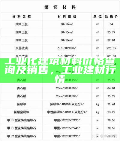 工业化建筑材料价格查询及销售，工业建材行情