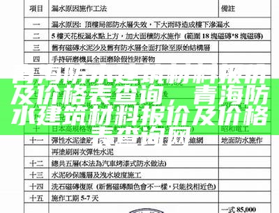 青海防水建筑材料报价及价格表查询，青海防水建筑材料报价及价格表查询网